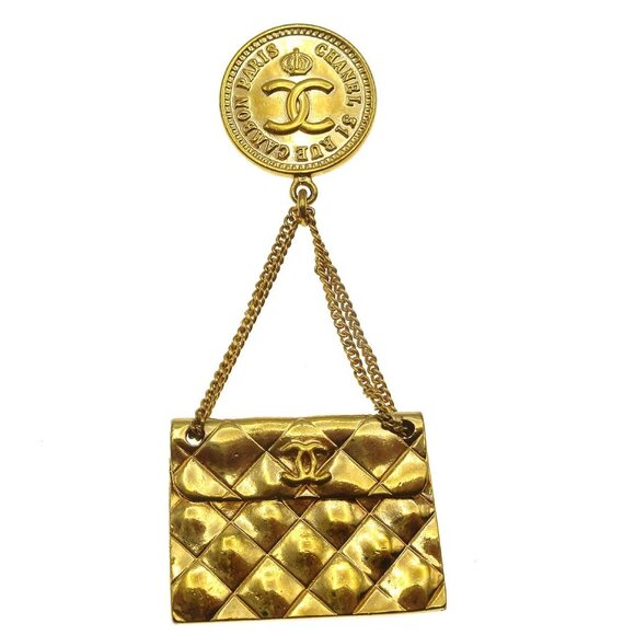 Chanel Bag Brooch Pin Gold 93P AK35544b - Picture 1 of 8